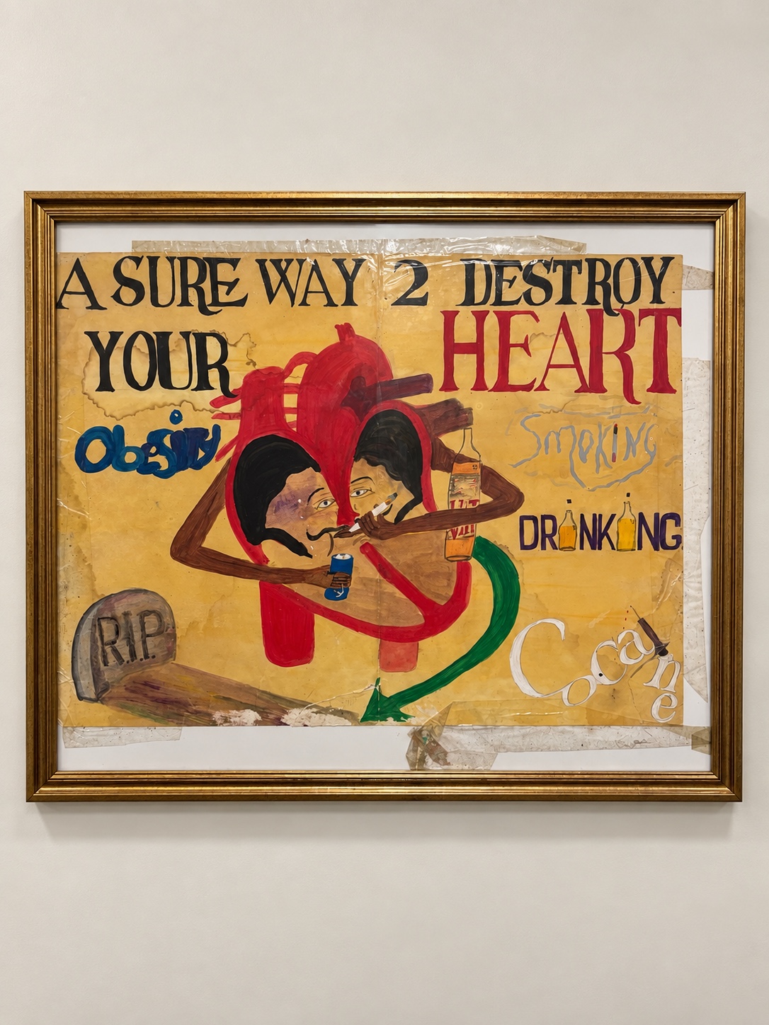 The original Destroy Heart painting created by the founder's mother in high school